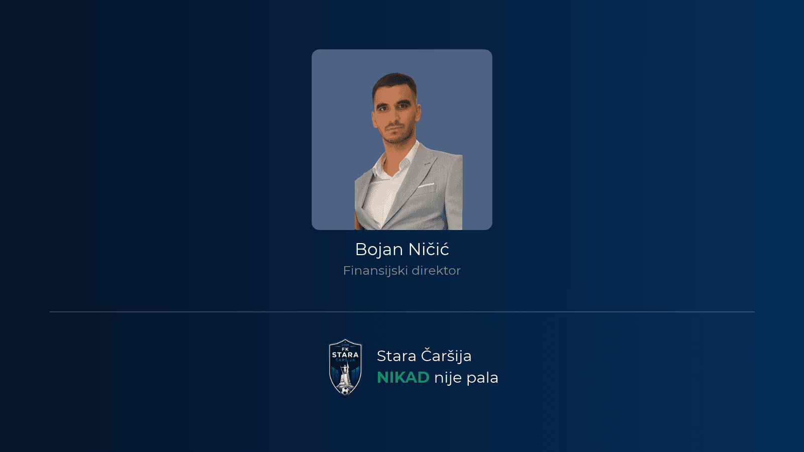 Bojan Ničić, igrač FK Stara Čaršija koji preuzima finansije i organizaciju kluba.